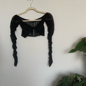 PLT black long sleeve mesh crop top size 6
